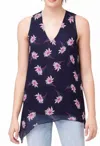 Karen Kane Womens Floral Print Asymmetrical Blouse In Multi