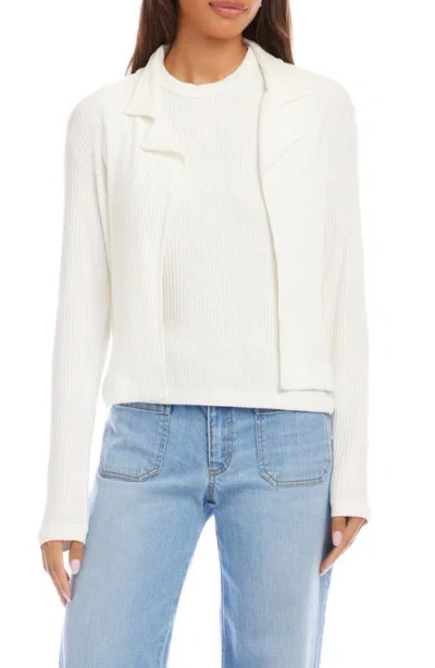 Karen Kane Notch Lapel Rib Jacket In White