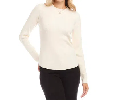 Karen Kane Off White Ribbed Crewneck Sweater