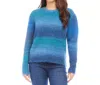 Karen Kane Plus Size Ombre Boucle Sweater In Dark Blue In Blue