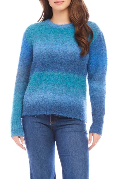 Karen Kane Ombre Boucle Sweater In Dark Blue