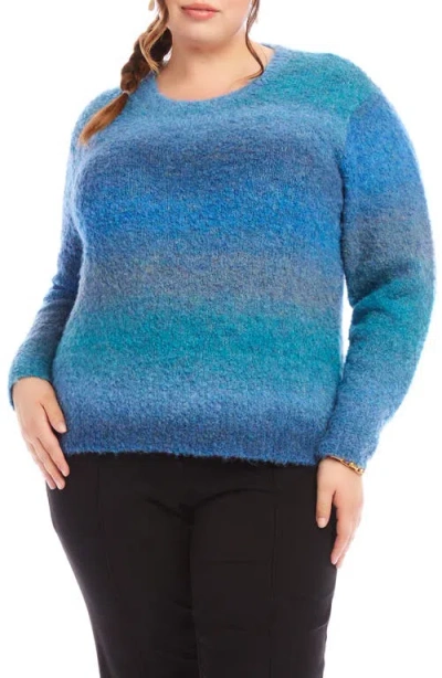 Karen Kane Ombré Stripe Bouclé Sweater In Dark Blue