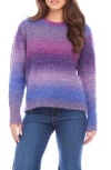 Karen Kane Petite Size Ombre Boucle Sweater In Plum In Multi