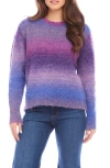 Karen Kane Petite Size Ombre Boucle Sweater In Plum In Multi