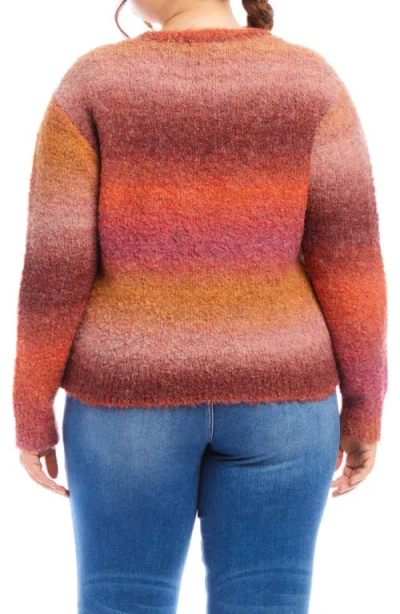 Karen Kane Ombré Stripe Bouclé Sweater In Sunset