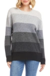 Karen Kane Ombré Stripe Colorblock Sweater In Gray