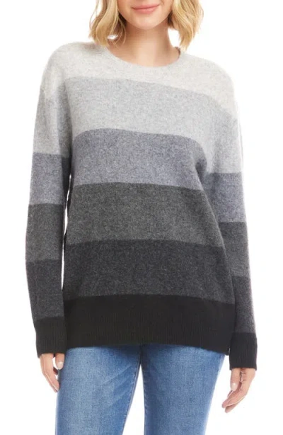 Karen Kane Ombré Stripe Colorblock Sweater In Gray