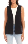 Karen Kane Open Front Cotton Sweater Vest In Black