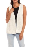Karen Kane Open Front Cotton Sweater Vest In Cream