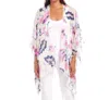 Karen Kane Open Front Jacket In Tea Rose Vine In Multi