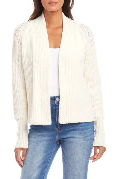 Karen Kane Open Front Rib Cardigan In White