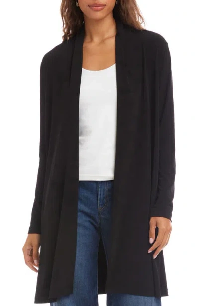 Karen Kane Open Front Side Zip Cardigan In Black