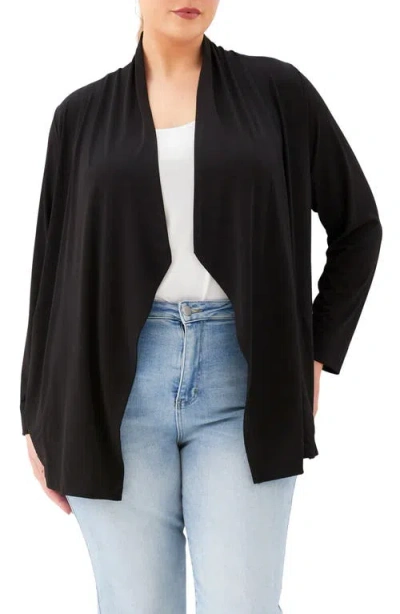 Karen Kane Open Front Travel Jersey Cardigan In Black