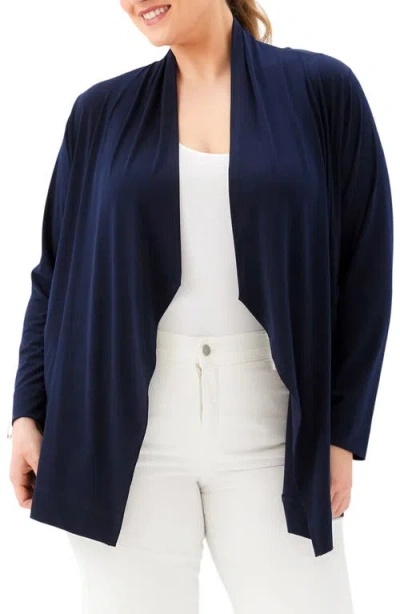 Karen Kane Open Front Travel Jersey Cardigan In Blue