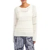 Karen Kane Open Stitch Boat Neck Cotton Sweater In Off White
