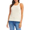 Karen Kane Open Stitch Cotton Sweater Tank In Natural