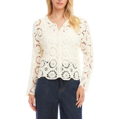Karen Kane Open Stitch Jacket In White