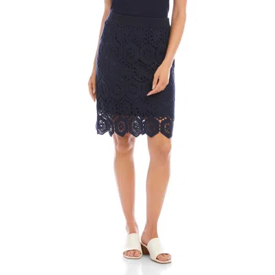 Karen Kane Open Stitch Skirt In Blue