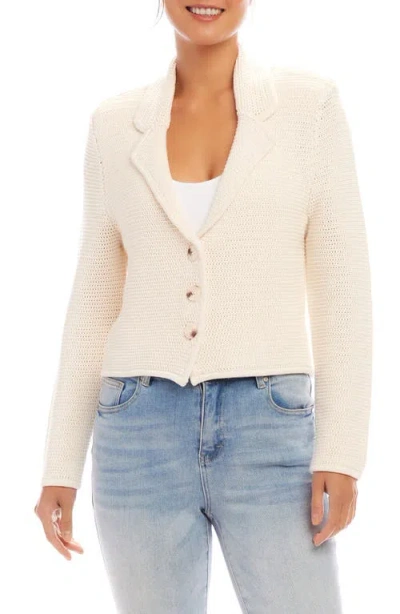Karen Kane Open Stitch Sweater Blazer In Cream
