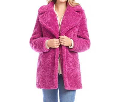 Karen Kane Ophelia Sherpa Coat In Orchid In Pink
