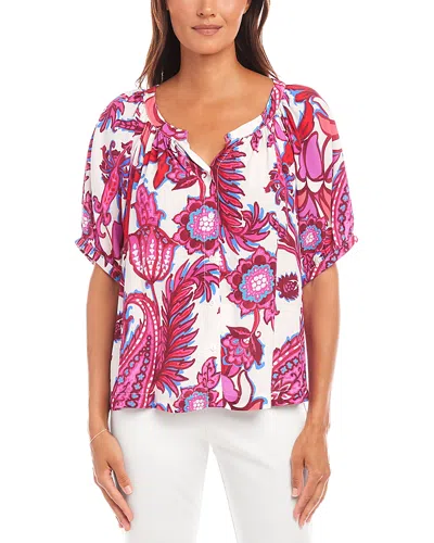 Karen Kane Paisley Print Blouse In Ivory/pink Print