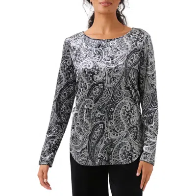 Karen Kane Paisley Stretch Velvet Top In Gray