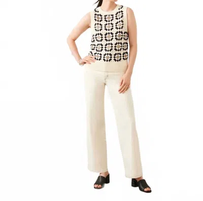 Karen Kane Pax Patchwork Crochet Sweater Tank In Black In Neutral
