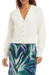 Karen Kane Pearl Button Cardigan In White