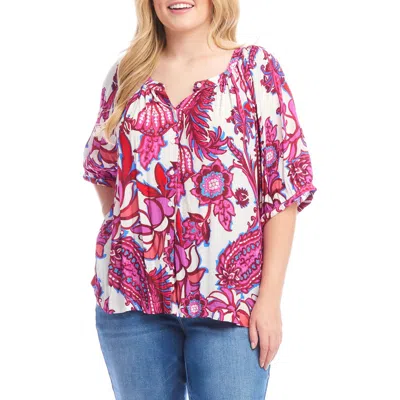 Karen Kane Peony Paisley Print Peasant Top