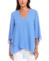 Karen Kane Petite Bracelet Sleeve Asymmetrical Top In Blue