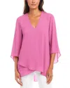 Karen Kane Petite Bracelet Sleeve Asymmetrical Top In Pink