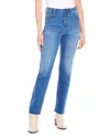 Karen Kane Petite High Rise Raw Hem Straight Jeans In Denim In Denim