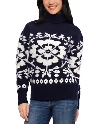 Karen Kane Petite Jacquard Turtleneck Sweater In Black