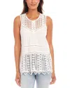 Karen Kane Lace Detail Sleeveless Cotton Top In White