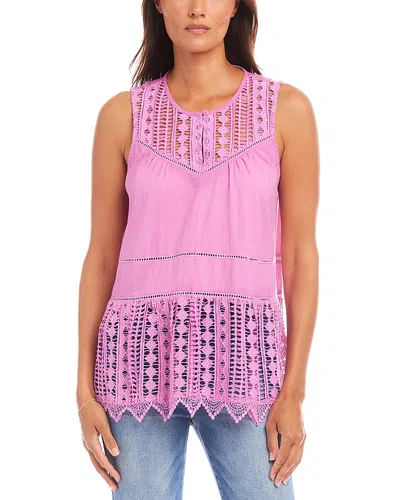 KAREN KANE PETITE LACE TRIM SLEEVELESS TOP