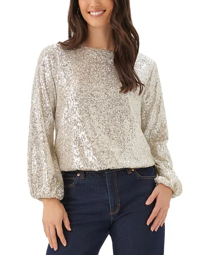 Karen Kane Petite Sequin Boat Neck Blouson Sleeve Top In Gold