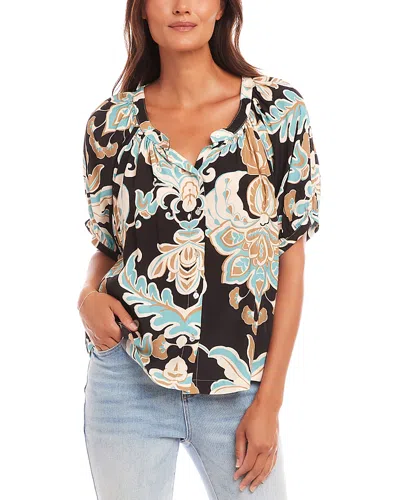 KAREN KANE PETITE SHORT SLEEVE PEASANT TOP