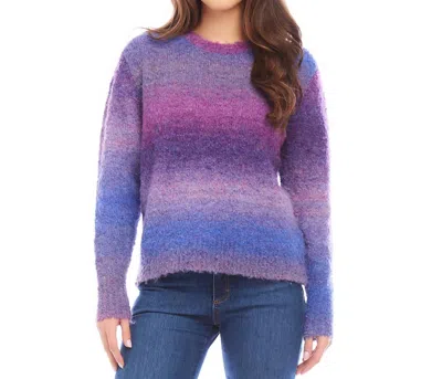 Karen Kane Petite Size Ombre Boucle Sweater In Plum In Multi