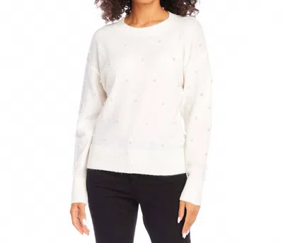 Karen Kane Petite Size Pearl Crewneck Sweater In Cream In White
