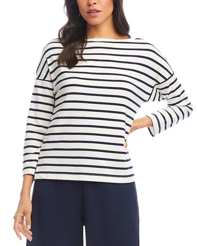 Karen Kane Petite Striped Boat Neck Top In Multi