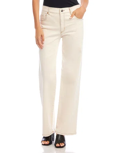 Karen Kane Petites High Rise Wide Leg Jeans In Natural In Neutral