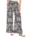 KAREN KANE PETITES PRINTED WIDE LEG PANTS