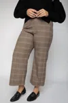 Karen Kane Plaid Cropped Pants - Plus In Brown In Brown
