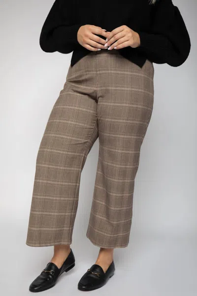 Karen Kane Plaid Cropped Pants - Plus In Brown