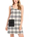 Karen Kane Plaid Shift Mini Dress In Cream In Cream
