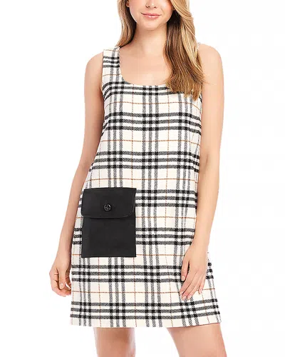 Karen Kane Plaid Shift Mini Dress In Cream In White