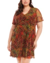 Karen Kane Palm Print Mesh A-line Dress In Print