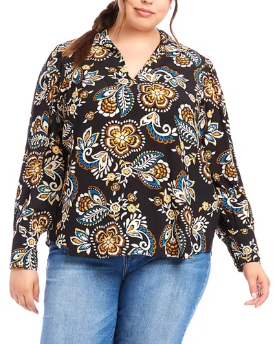 Karen Kane Floral Print Spread Collar Top
