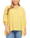 Karen Kane Plus Button Front Shirt In Yellow