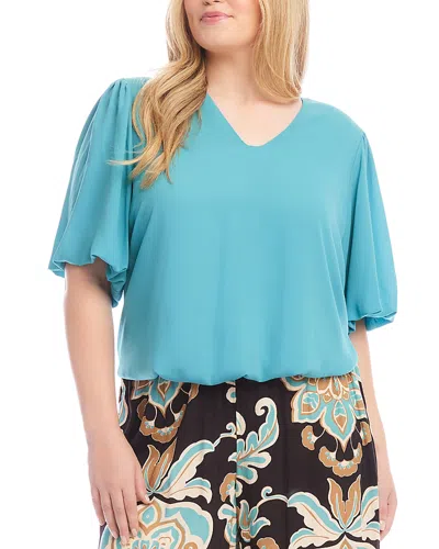 Karen Kane Puff Sleeve Top In Aqua In Blue